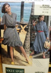 8392 SS-LS BLOUSON COUNTRY RUFFLE DRESS LENGTHS PATTERN 14-18